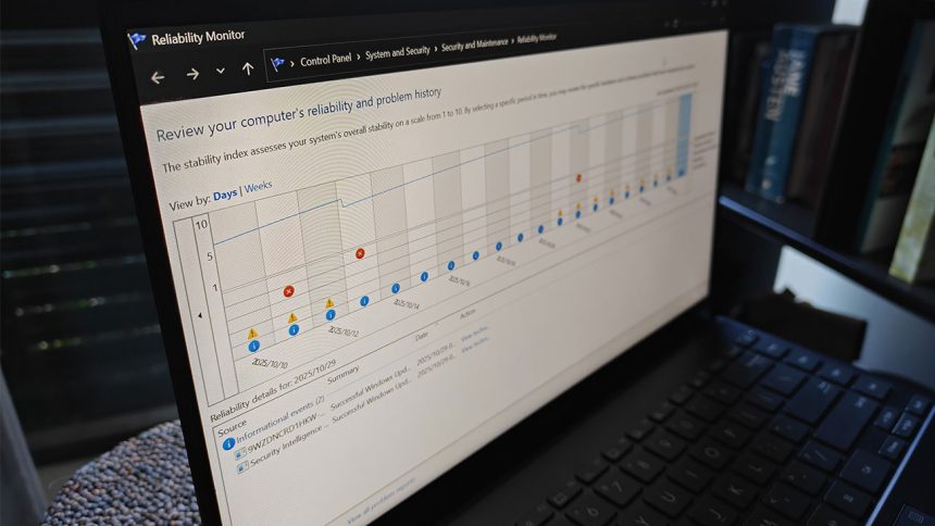 عیب یابی ویندوز با Reliability Monitor