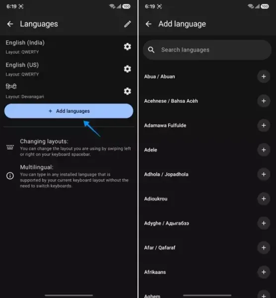 تغییر زبان کیبورد اندروید
