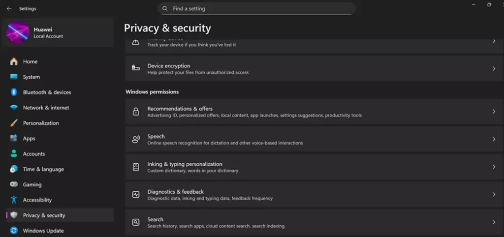 تنظیمات ویندوز 11