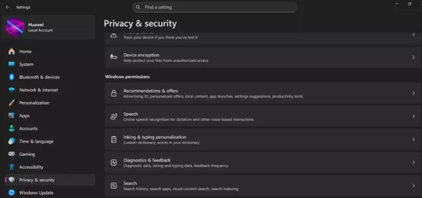 تنظیمات ویندوز 11