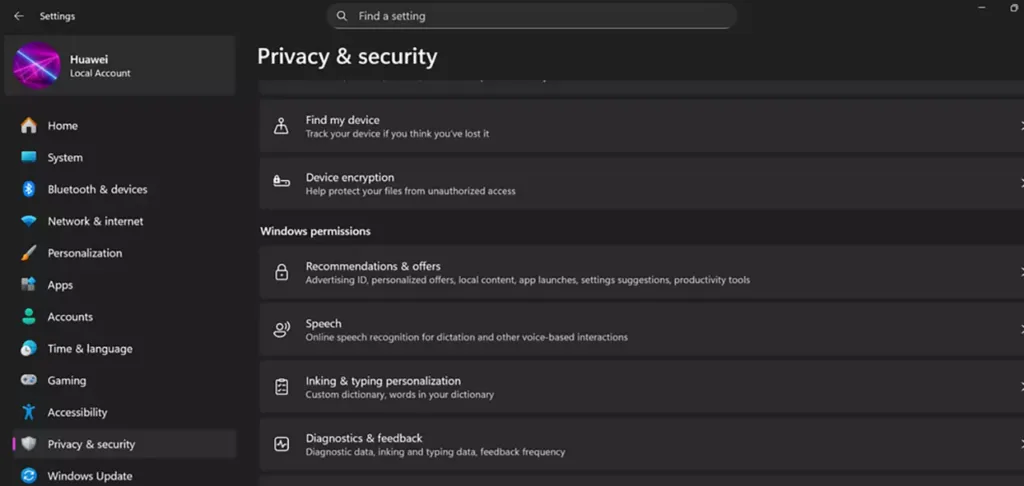 تنظیمات ویندوز 11