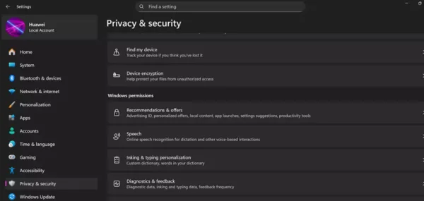 تنظیمات ویندوز 11