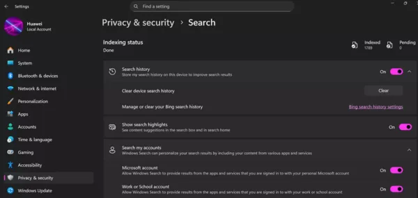 تنظیمات ویندوز 11