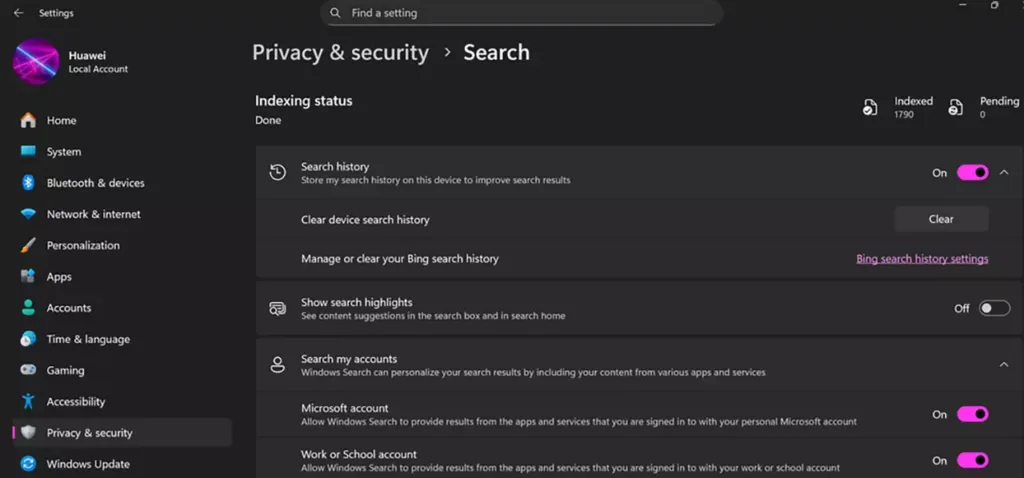 تنظیمات ویندوز 11