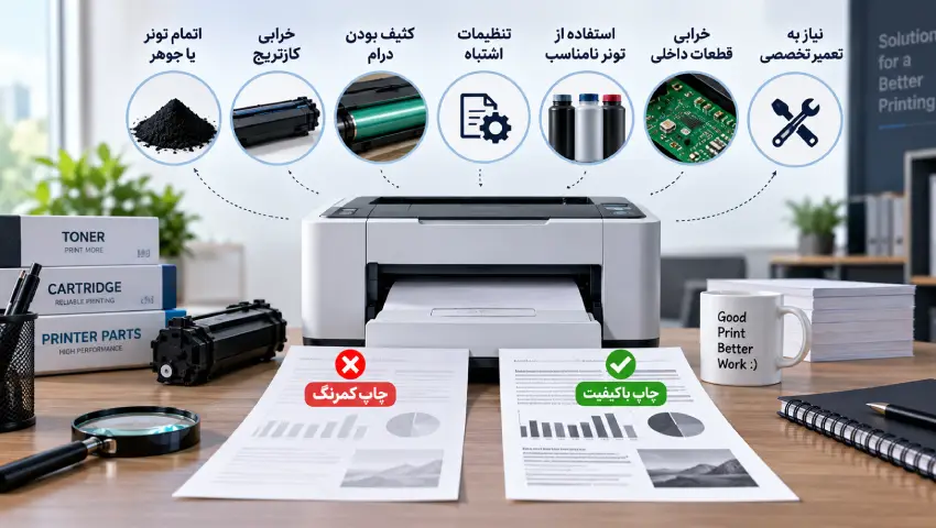 دلایل چاپ کم رمگ پرینتر