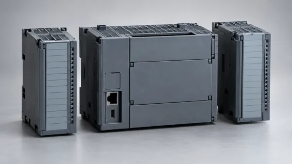 واحد پردازش Plc در کنار ماژول های ورودی وخروجی جداگانه
